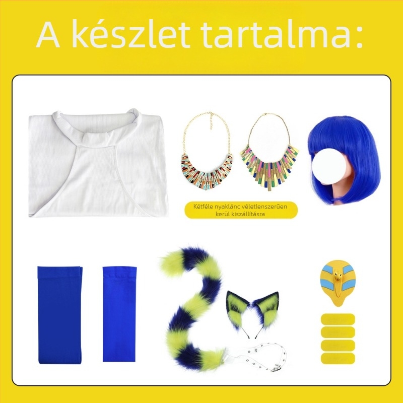Egyiptomi macska cosplay ruhaszett farkával és füleivel nőknek