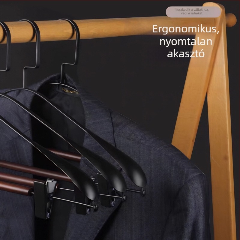 Kiváló minőségű tömörfa ruhakasztó széles vállakkal, gardróbhoz és öltözőhöz