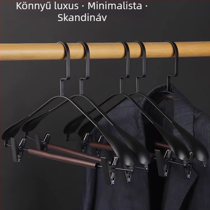 Kiváló minőségű tömörfa ruhakasztó széles vállakkal, gardróbhoz és öltözőhöz
