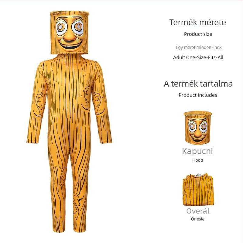 Narancssárga stickman cosplay ruha Halloweenre – uniszex overál