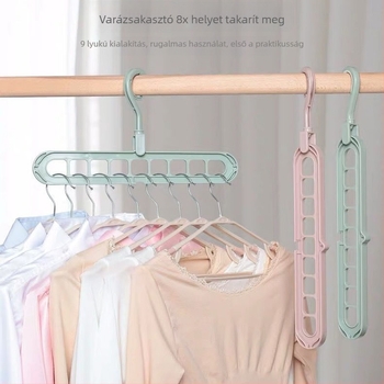 Többcélú kilenclyukas ruhafogas, összecsukható forgó gardróbszervező otthonra és utazáshoz
