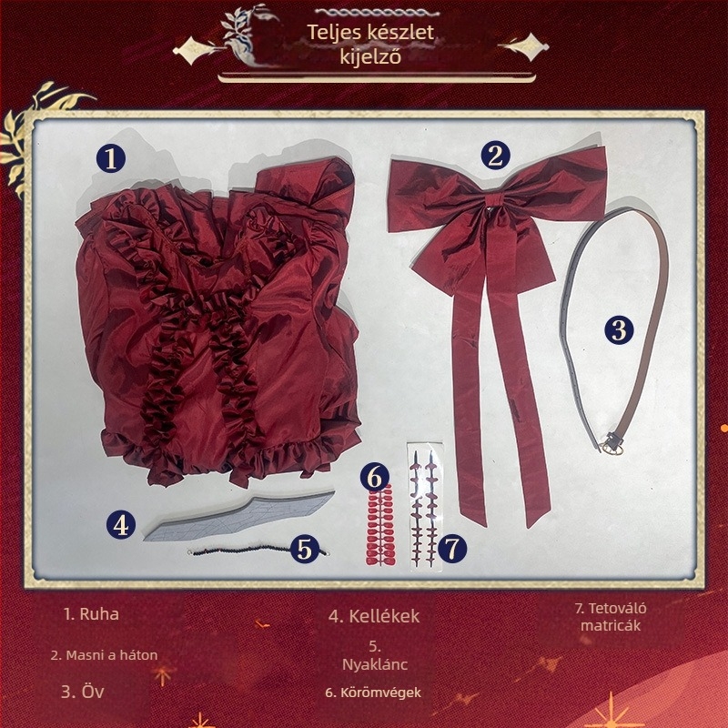 Identity V cosplay jelmez – Lady Red eredeti skin, teljes készlet övvel