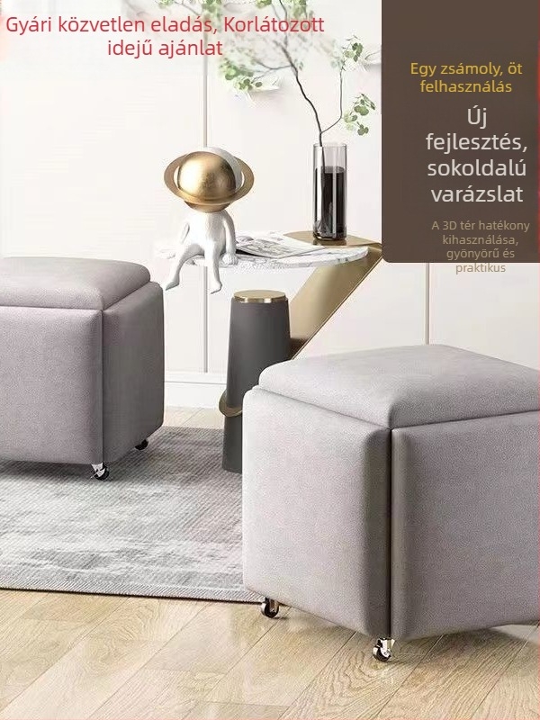 Többfunkciós tároló kockaszék - 5 az 1-ben nappaliba, kávézóasztal vagy étkezőszék, nordic design