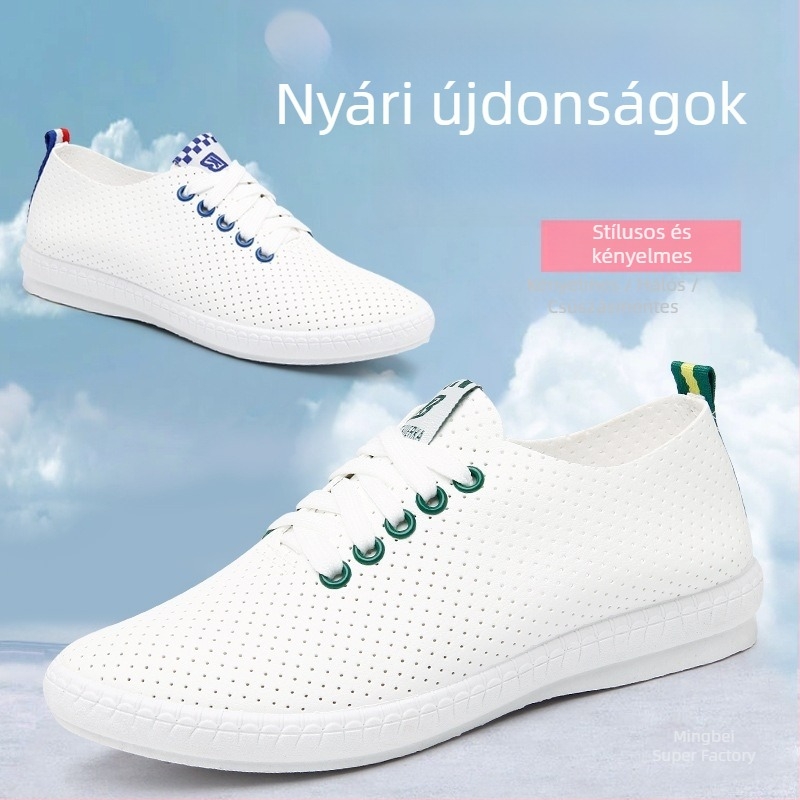 Fehér női tornacipő, 2025 nyár, légáteresztő, sokoldalú, casual sportcipő puha talppal, slip-on fazonú