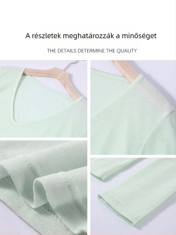 Mentazöld hálós felső hosszú ujjúval és áttetsző top – két részes nyári szett