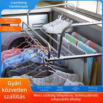 Rozsdamentes acél teleszkópos ruhaszárító állvány – beltéri/kültéri használatra, szerelés nélkül, testreszabható, cipőállvánnyal