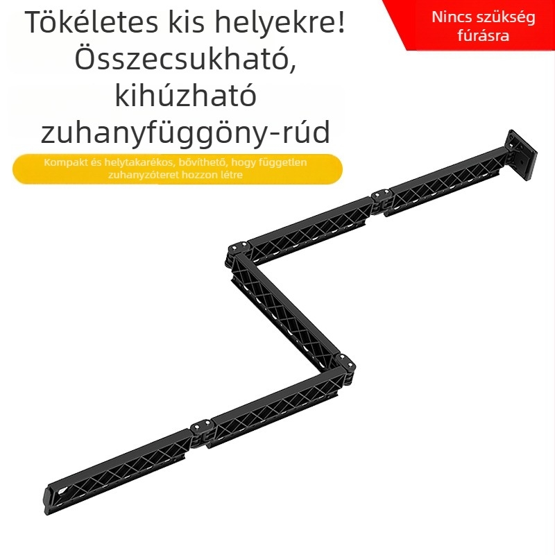 Fúrás nélküli zuhanyfüggönyrúdu fürdőszobához és erkélyhez, összecsukható, rejtett falra szerelt ruhaszárító állvány, beltéri használatra