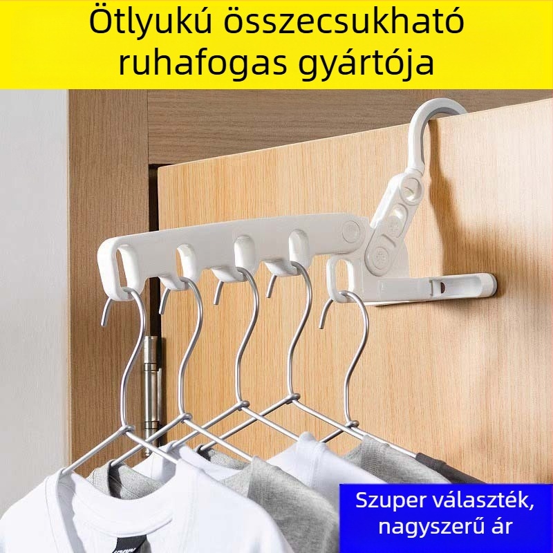Összecsukható beltéri falra szerelhető műanyag ruhaszárító, többfunkciós, utazáshoz, öt lyukkal
