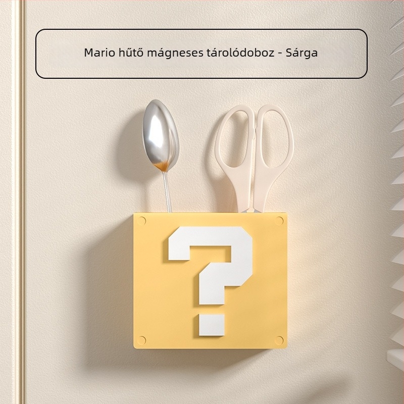 Mágneses hűtőszekrény tároló doboz, falra szerelhető konyhai rendező, ABS műanyag, kockás mintázat, modell 66