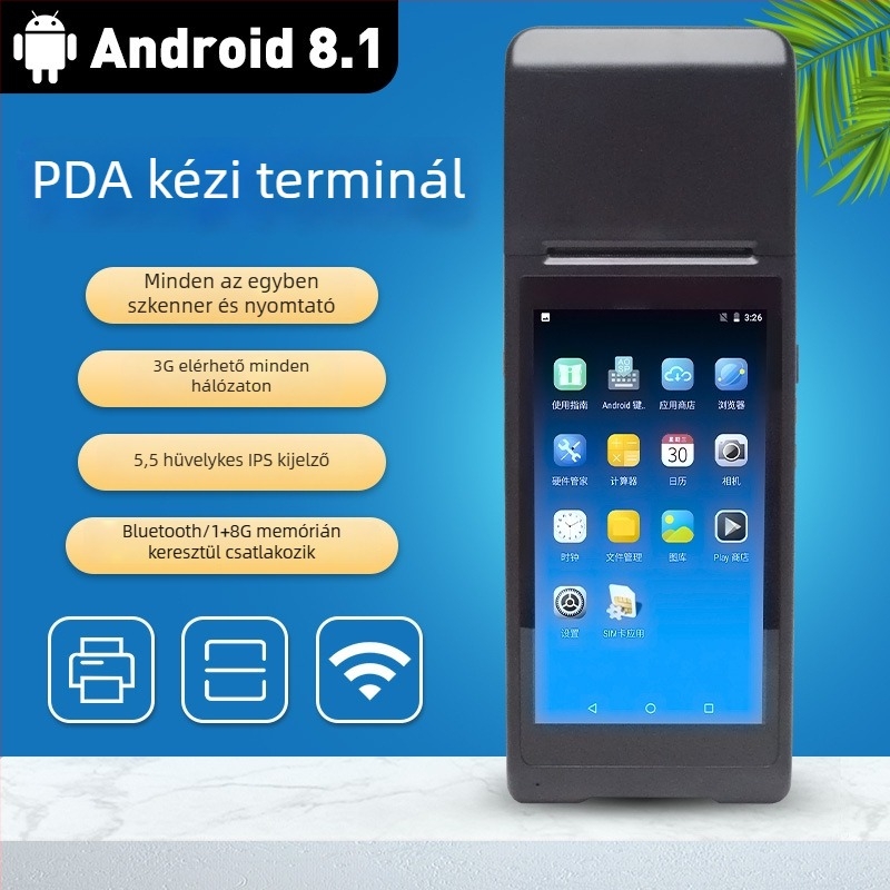 Kézben tartható PDA termikus nyomtató, Bluetooth, kompakt otthoni konyhához