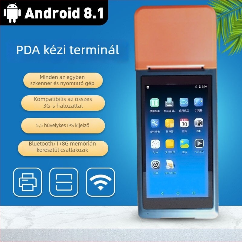 Kézben tartható PDA termikus nyomtató, Bluetooth, kompakt otthoni konyhához