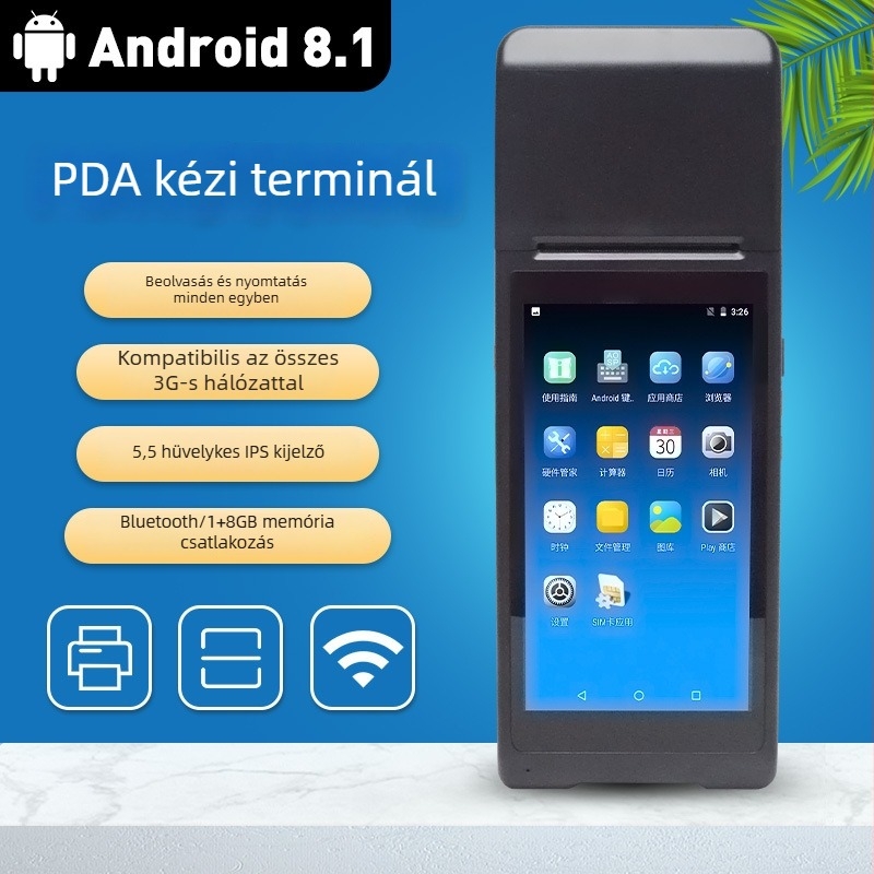Kézben tartható PDA termikus nyomtató, Bluetooth, kompakt otthoni konyhához