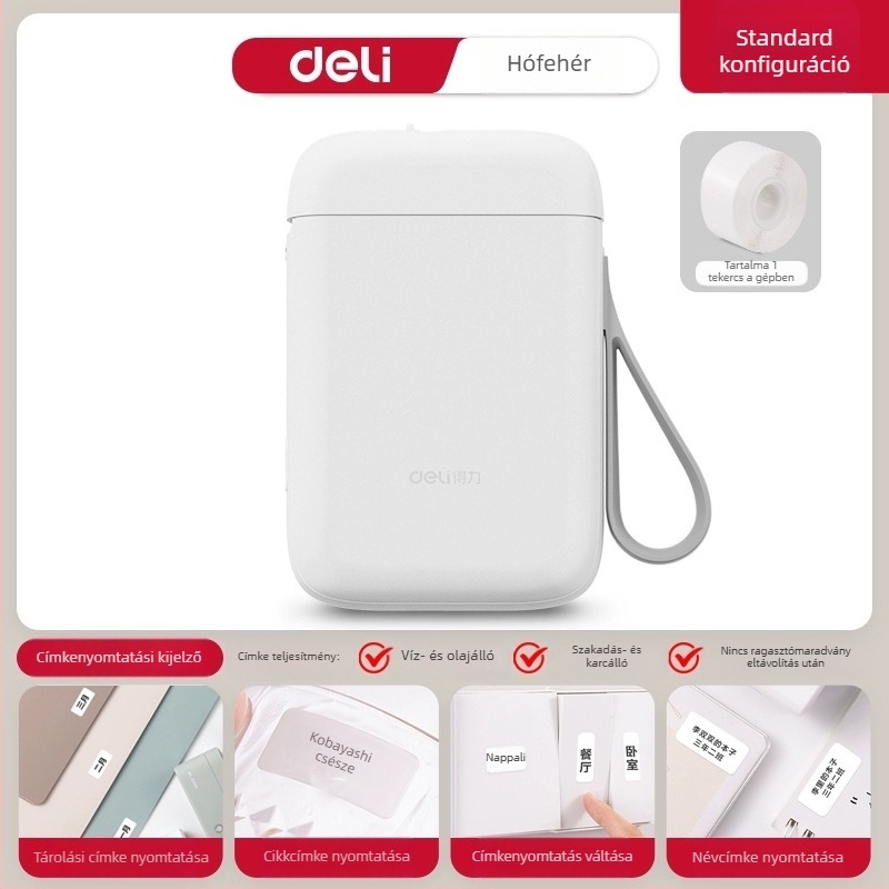 Deli Q1A címkenyomtató, kompakt Bluetooth hőnyomtató otthoni használatra, tintamentes címkenyomtató