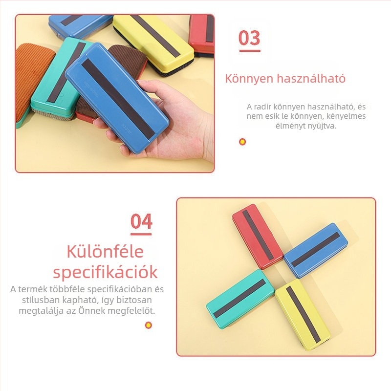 Mágneses, nagy méretű velúr felületű fehér tábla radír, könnyen törölhető, nyom nélkül