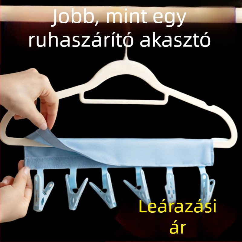 Hordozható textilből készült összecsukható ruhafogas utazásokhoz és üzleti utakhoz, szállodai használatra, ruhaszárító csipesz 27R