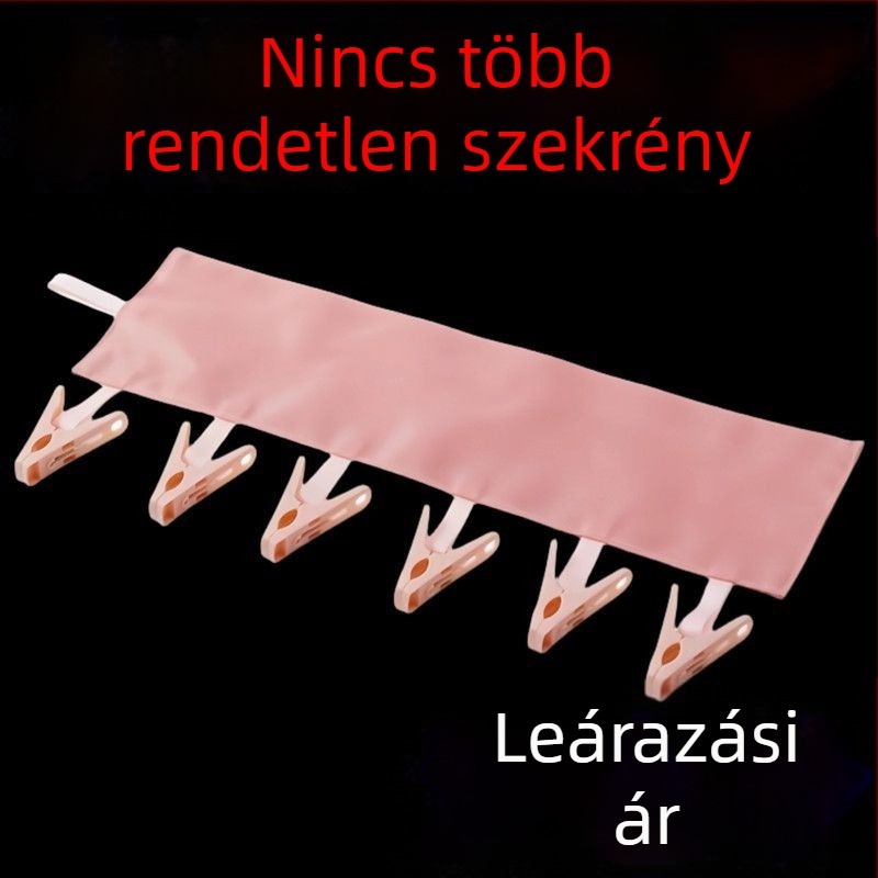 Hordozható textilből készült összecsukható ruhafogas utazásokhoz és üzleti utakhoz, szállodai használatra, ruhaszárító csipesz 27R