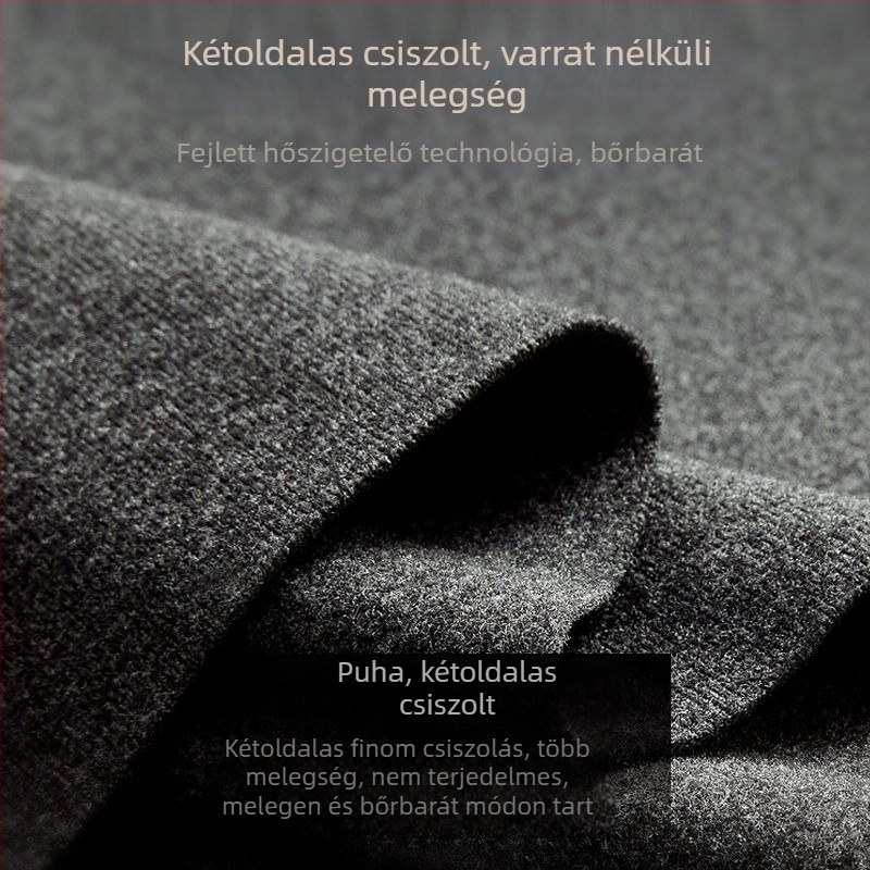 Férfi fleece-szével bélelt hosszú ujjú aláöltözet felső, karcsúsított szabás, egyszínű, őszi–téli meleg