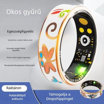 Zománcfényű okosgyűrű alvás- és szívritmus-monitorozáshoz, egészségnyomon követés, lépésszámláló, vízálló