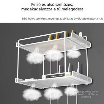 Hat szintes vas falra szerelhető polc routerhez és TV-készülékhez