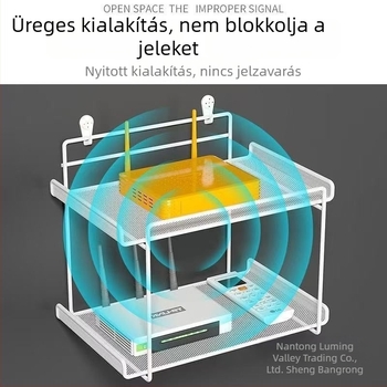 Hat szintes vas falra szerelhető polc routerhez és TV-készülékhez