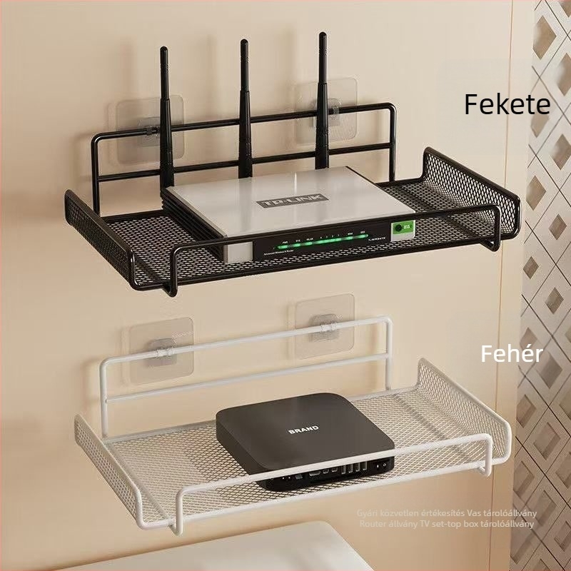 Hat szintes vas falra szerelhető polc routerhez és TV-készülékhez
