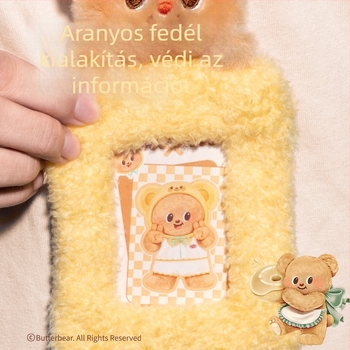 Deli HY131 plüss Butter Bear személyi igazolvány tok, – lila