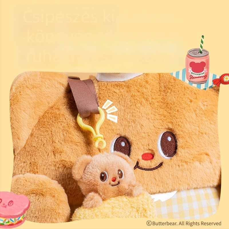 Deli HY131 plüss Butter Bear személyi igazolvány tok, – lila