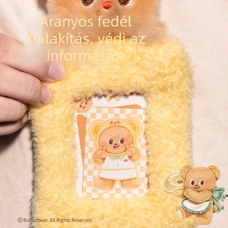 Deli HY131 plüss Butter Bear személyi igazolvány tok, – lila