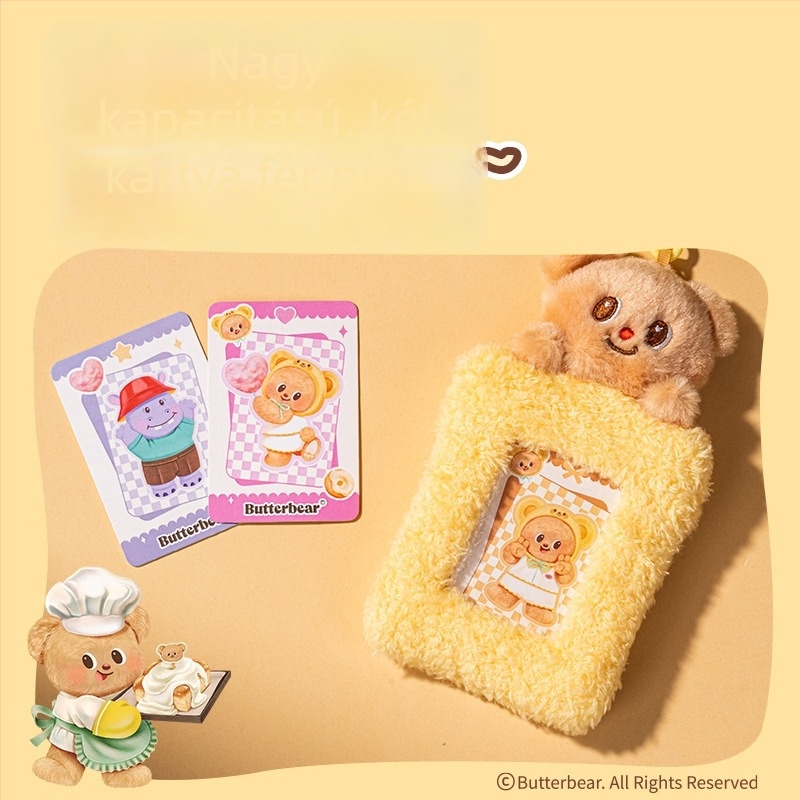 Deli HY131 plüss Butter Bear személyi igazolvány tok, – lila