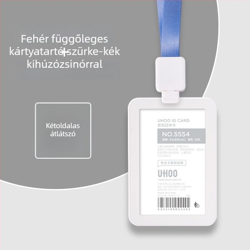 Youhe 5552 portré kártyatartó visszahúzható nyakpánttal és mintázott jelvény-tokkal