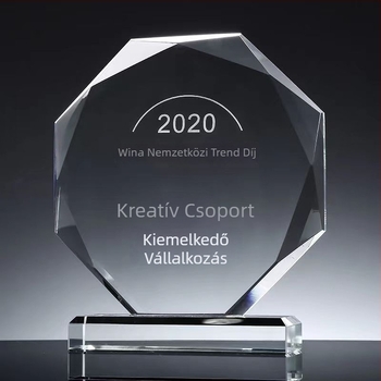 Napraforgó kristálytrofea plakett diplomaosztóra - emlék ajándék