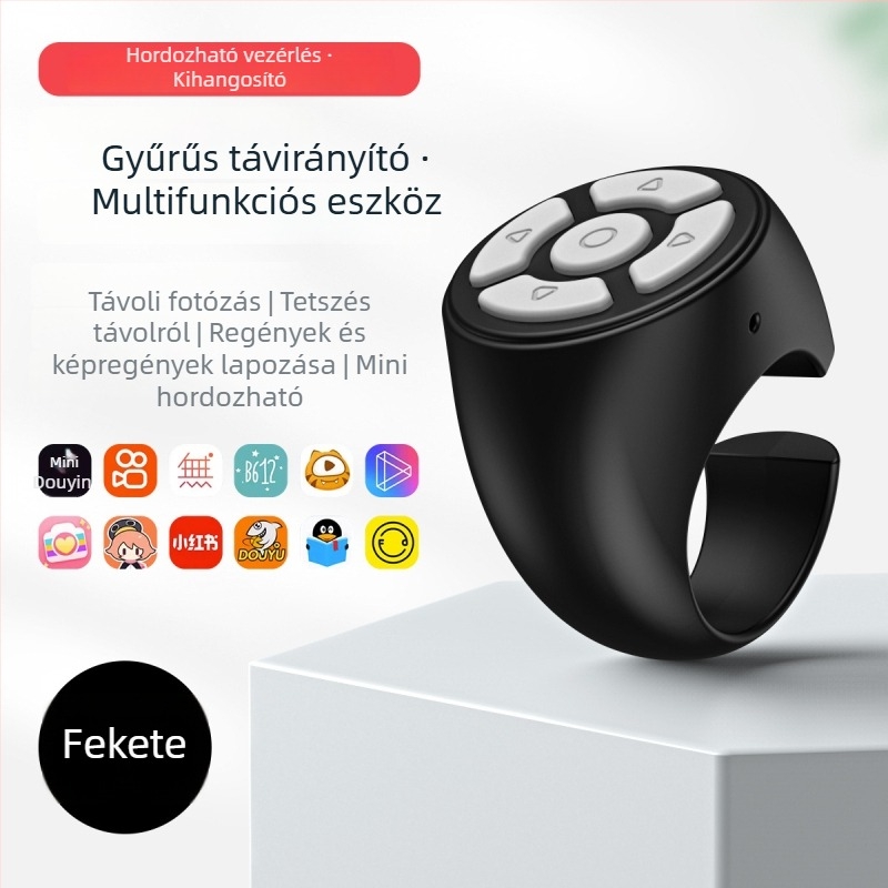 Bluetooth gyűrűs távirányító okostelefonhoz, intelligens gombbal oldalankénti görgetés és fényképezés, hordozható, vezeték nélküli