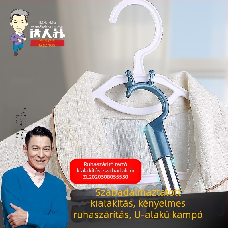 Rozsdamentes acélból készült teleszkópos ruhaszárító rúd villás végződéssel