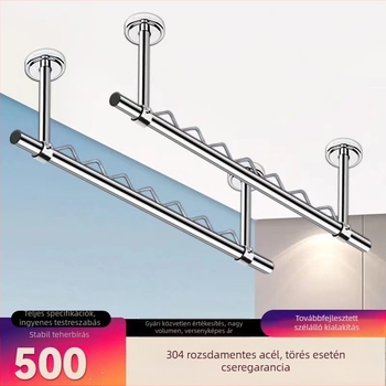 Rögzített 304 rozsdamentes acél ruhaszárító rúd, szélvédett, egycsöves, kétszintes szárítás