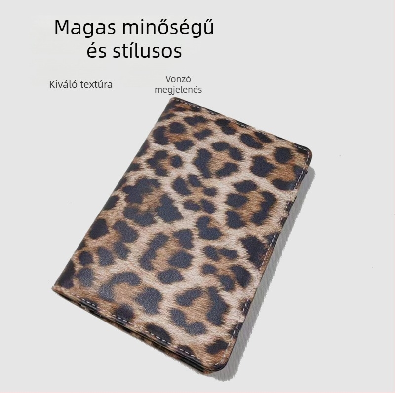 PFID antimagnetikus útlevél tartó leopard mintával – többfunkciós PU bőrtok, uniszex