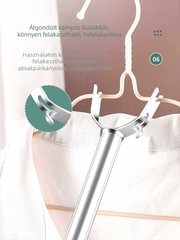 Otthoni használatra tervezett rozsdamentes acél ruhaszárító rúd, teleszkópos, állítható hosszúságú