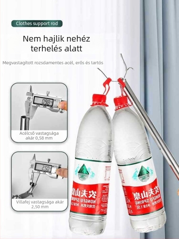 Otthoni használatra tervezett rozsdamentes acél ruhaszárító rúd, teleszkópos, állítható hosszúságú