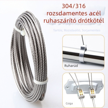 Állítható erkélyi ruhaszárító 304/316 rozsdamentes acél huzalos rendszerrel, kézzel hajtva, kábel és rúd cseréjéhez tartozó készlet