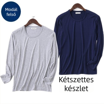 Férfi Modal vékony termikus aláöltözet felső, hosszú ujjú, kerek nyakú, tavasz–ősz időszakra, plusz méret