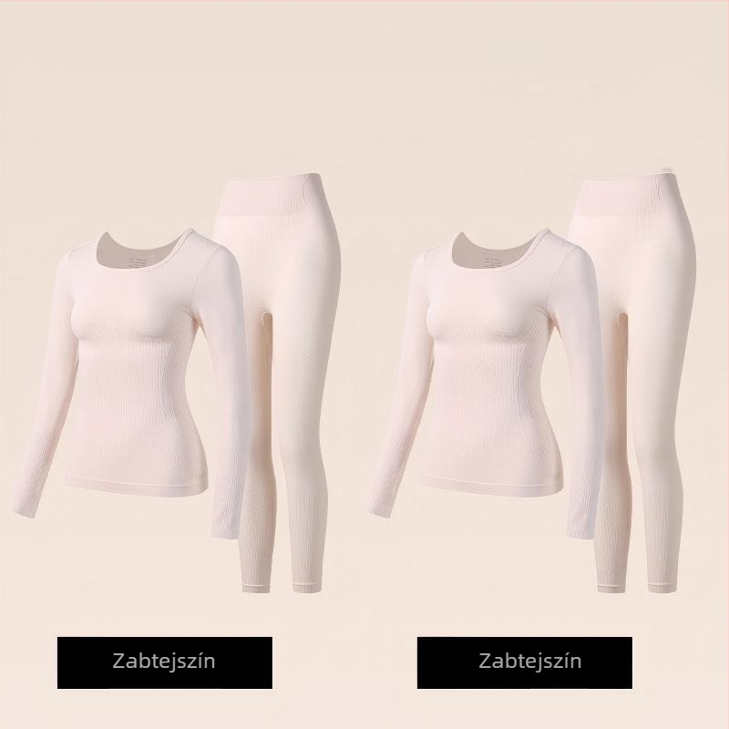 Női termikus alsó- és felsőruha szett őszre: vékony anyagú felső, kerek nyakú, testformázó szabás