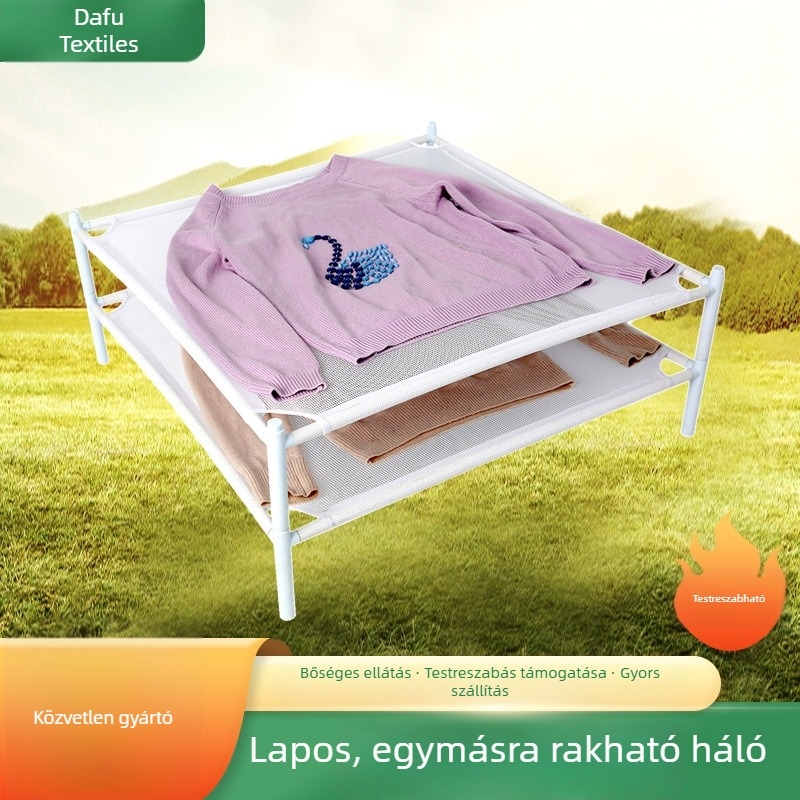 71×71 cm pulóver-szárító háló, egyes rétegű, egymásra helyezhető ruhaszárító állvány