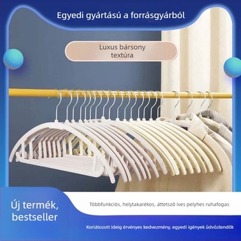 Átlátszó, ívelt flockolt ruhafogas otthoni használatra, csúszásmentes tároló rendező – 10 darabos csomag
