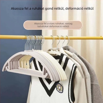 Átlátszó, ívelt flockolt ruhafogas otthoni használatra, csúszásmentes tároló rendező – 10 darabos csomag