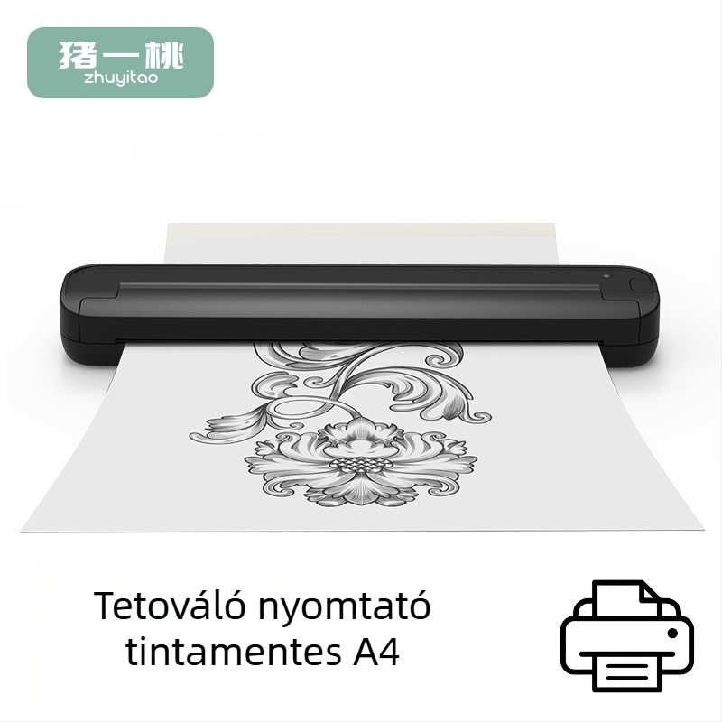 Hordozható hő-alapú tetoválásnyomtató, kompakt, matt átviteli nyomtató, tinta nélkül, ST80 modell, otthoni használatra