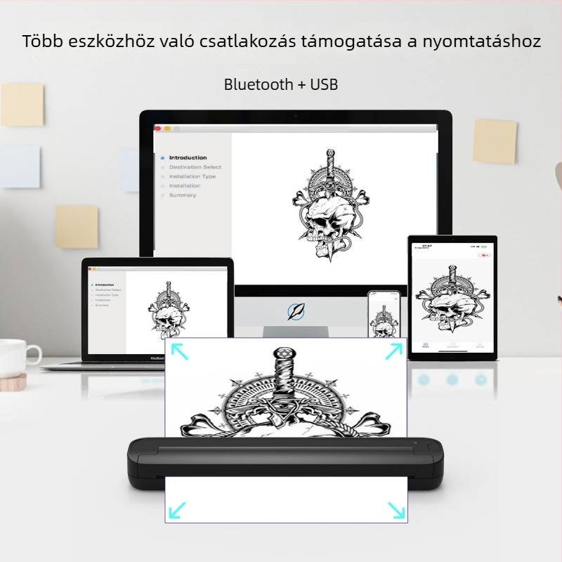 Hordozható hő-alapú tetoválásnyomtató, kompakt, matt átviteli nyomtató, tinta nélkül, ST80 modell, otthoni használatra