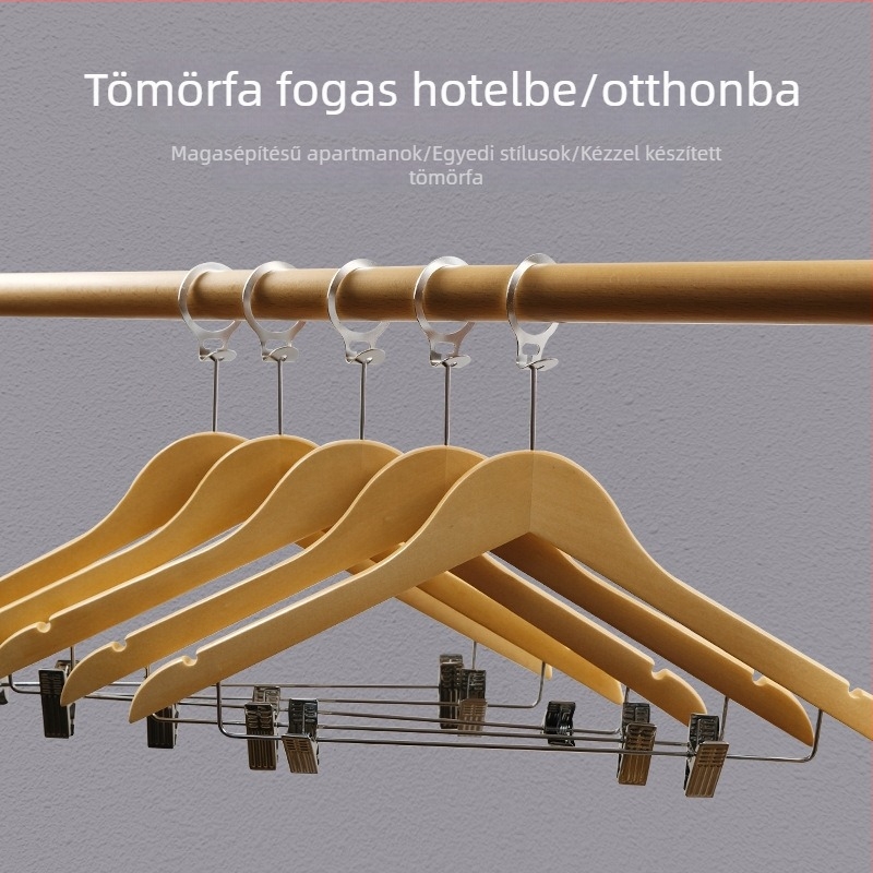 Testreszabható fekete-fehér tömörfa ruhakasztó, uniszex, modern minimalist tervezés, csúszásmentes