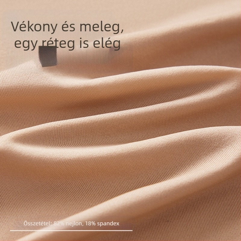 Női ultra vékony termál garnitúra integrált kosárral, kerek nyakú felső, hosszú ujjú és nadrág, őszi–téli, nylon