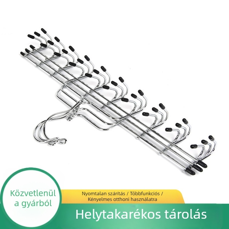 Rozsdamentes acél fogas – multifunkcionális tároló fogas otthoni használatra, övek, nyakkendők, pántok, sapkák és csokornyakkendők számára, tíz rekeszes