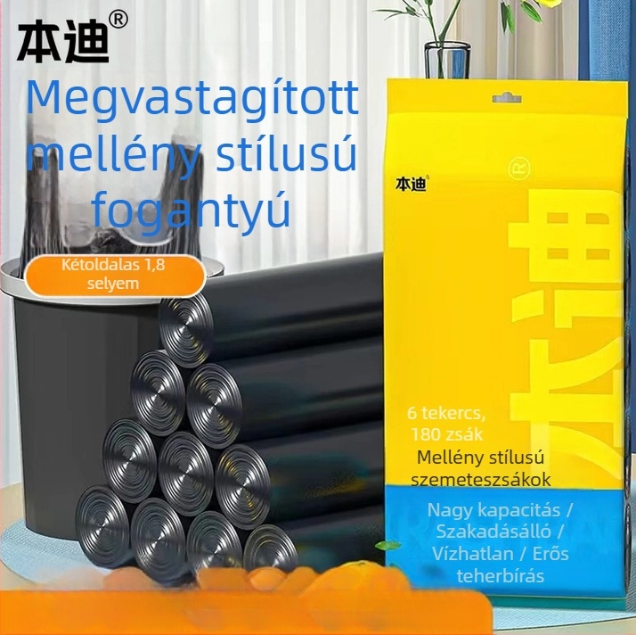 Vastagított nagyméretű fekete szemeteszsákok fogantyúval, mellény-stílusú, 100 darab