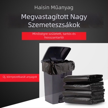 Nagy méretű, egyszer használatos, vastag fekete szemeteszsákok, 50×60×80 cm, háztartási és ingatlan tisztításához
